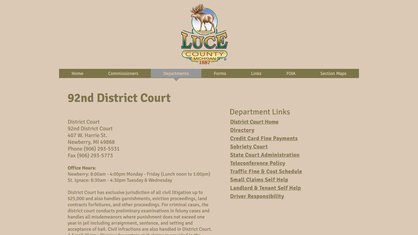 92nd District Court | luce-county